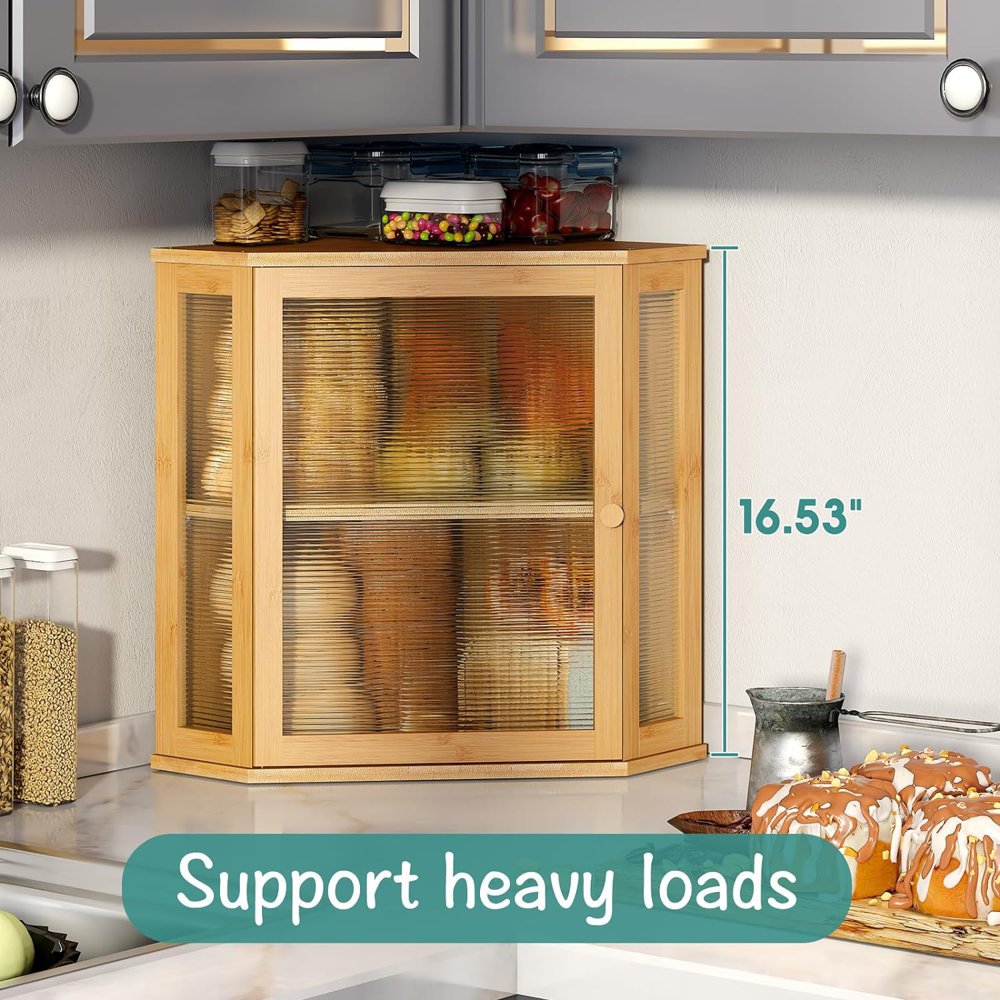 New Design Large Kitchen Organizer Corner Banana Bread Bin boxes Bamboo Bread storage Box With Lid