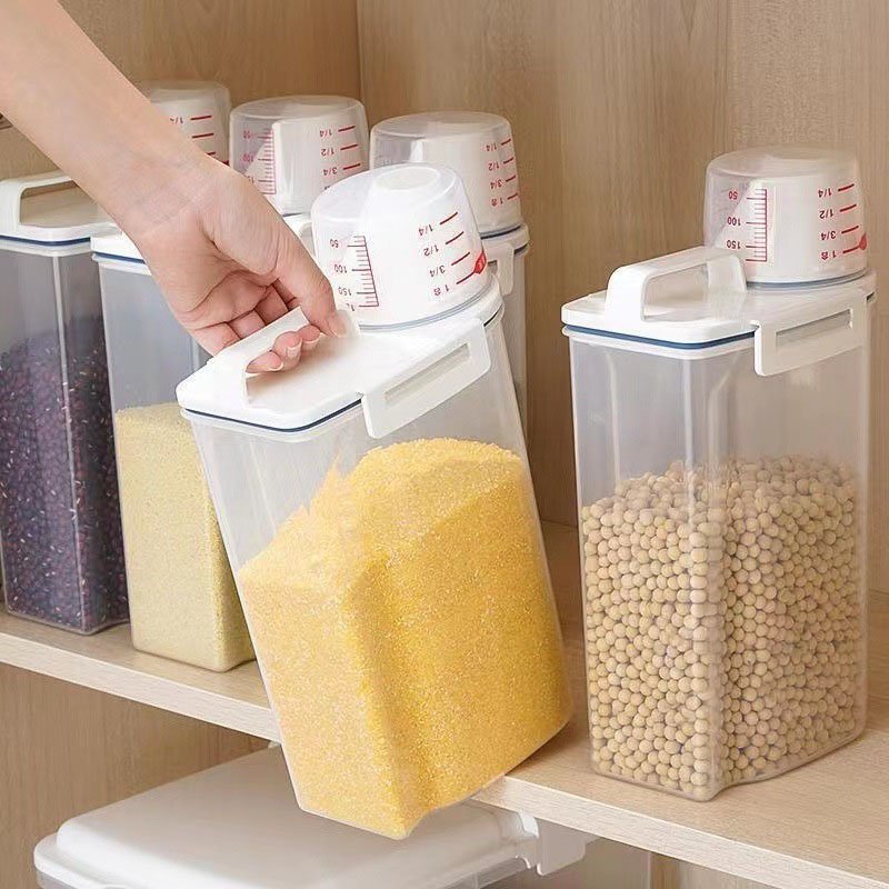 Rice Sealed Food Storage Container Transparent Large Capacity Plastic Storage Jar Rice Dispenser