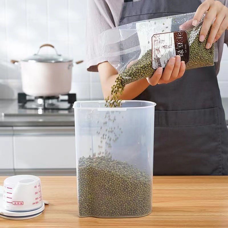 Rice Sealed Food Storage Container Transparent Large Capacity Plastic Storage Jar Rice Dispenser