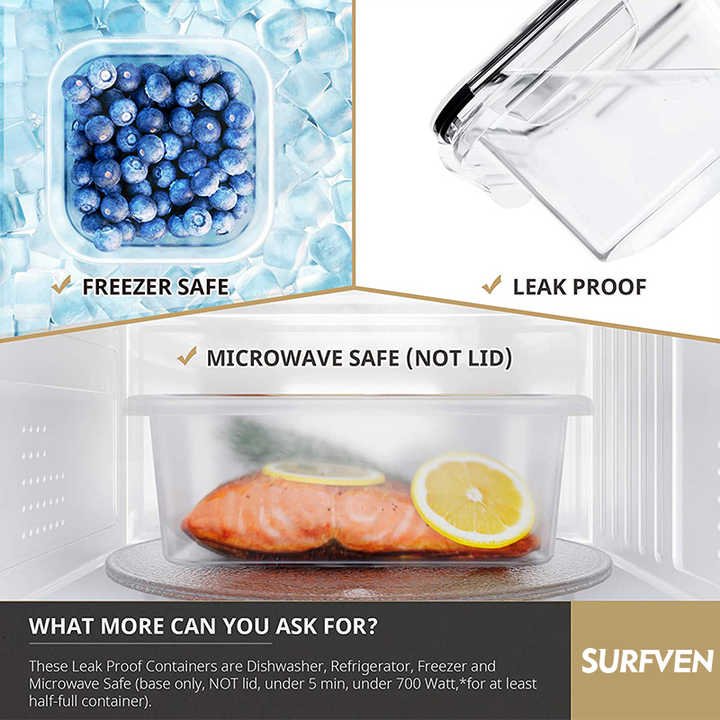 16pcs Clear Reusable Durable Transparent Airtight Food Storage Plastic Containers