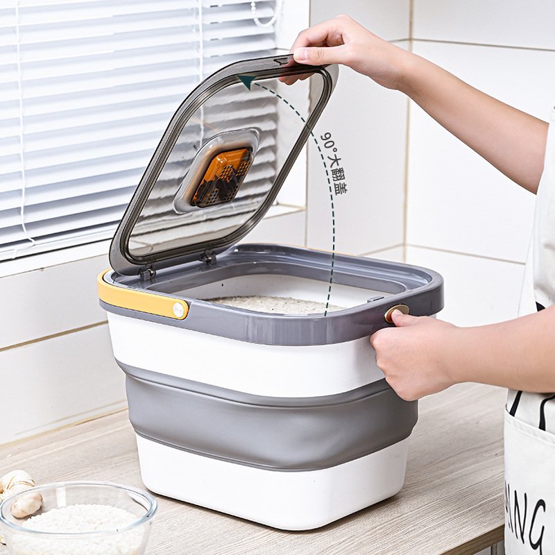 Multifunctional Folding Silicone Dog Food Storage Container Lightweight Rice Treats Kitchen Jar with Lid for Kids
