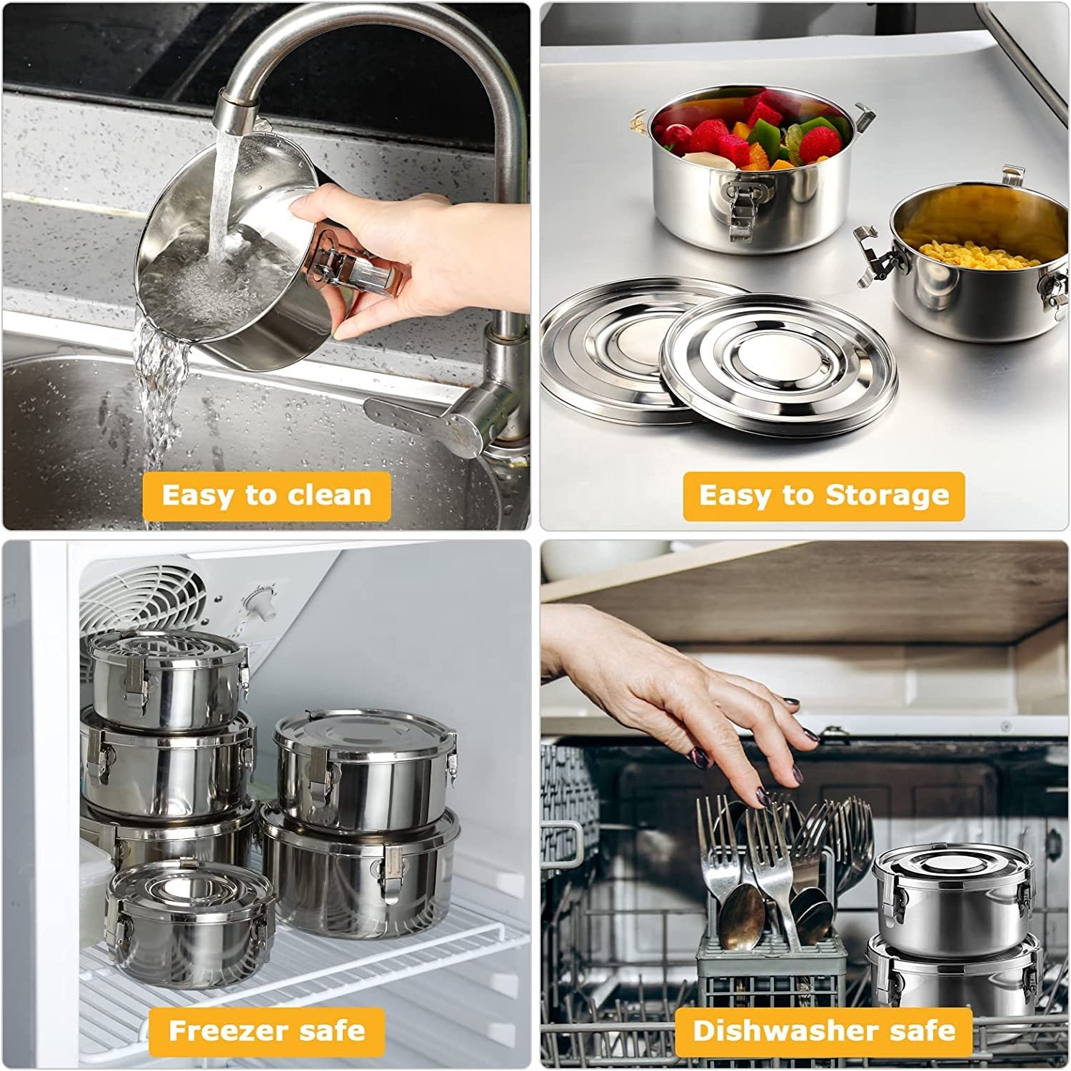 500ml Kids Lunch Bento Box Leakproof 304 Stainless Steel Food Storage Containers Food Packaging Boxes