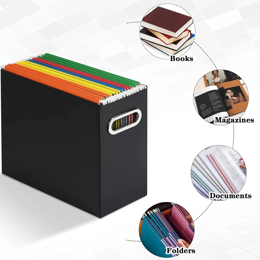 Portable File Box Metal Handle Design Hanging File Organizer Suitable For Offices Homes Schools Corrugated BOX