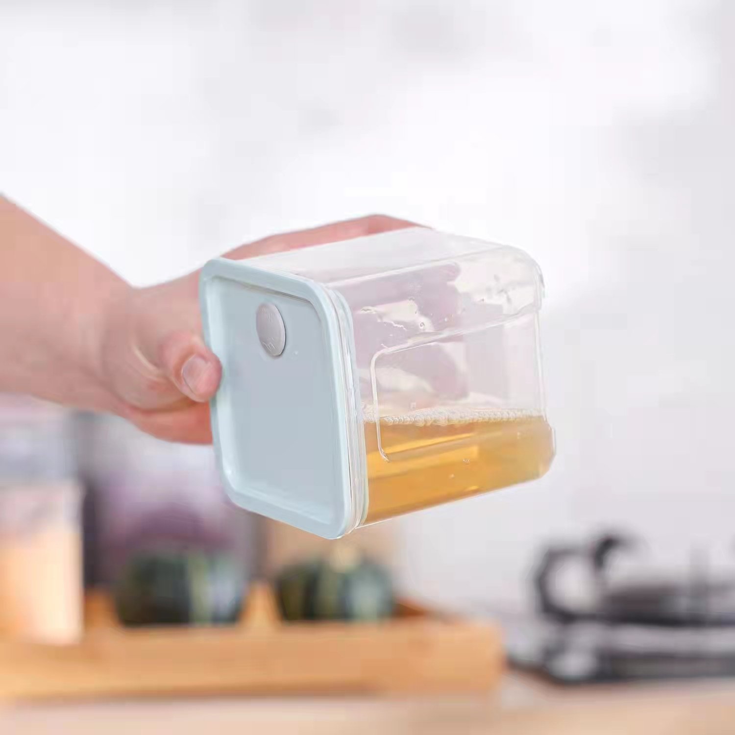 Kitchen pantry 4 pack airtight dry food milk powder coffee bean container grain Ag+ sealed square plastic cereal storage box