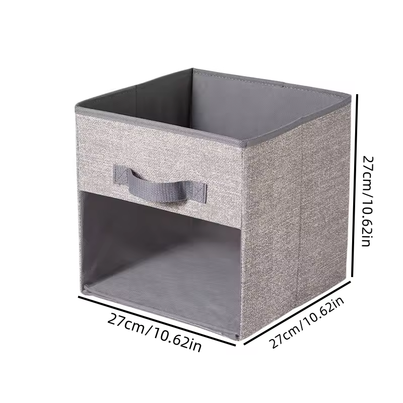 Non-woven Fabric PVC Clear Window Cube Storage Organizer Collapsible Storage Bin Without Lid Folding Storage Box with Handle