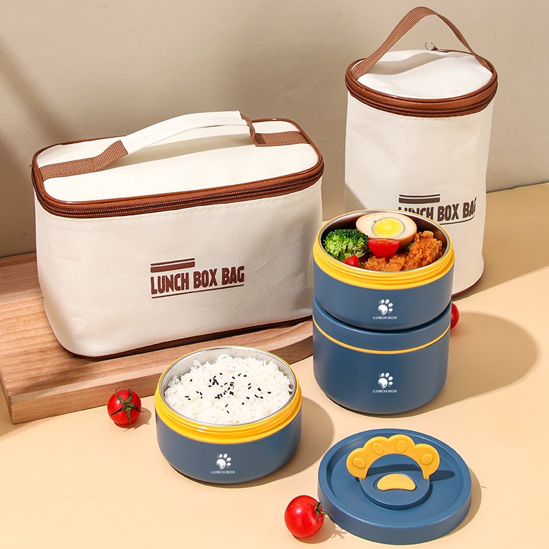 Japanese style 14/21 oz SUS304 portable outdoor party camping take out away food storage containers box set lids with bag