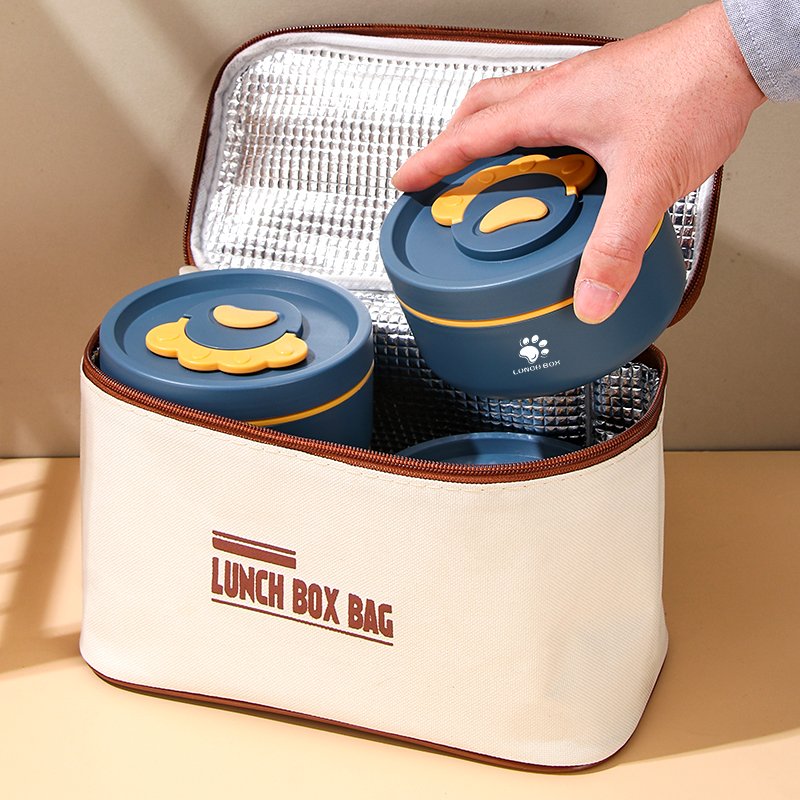 Japanese style 14/21 oz SUS304 portable outdoor party camping take out away food storage containers box set lids with bag