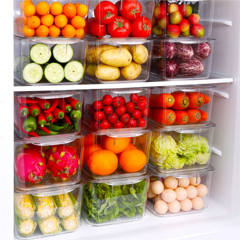 SHIMOYAMA Clear Plastic Storage For Vegetable And Fruit Fridge Organizer For Fridge Food Storage Container Bins With Lid