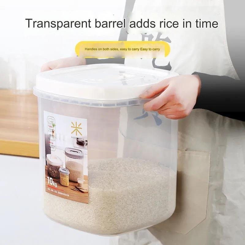 Plastic Airtight Food Storage Containers With Lid Grain Transparent Tank Rice Barrel Cereal Dispenser with silicone sealing ring