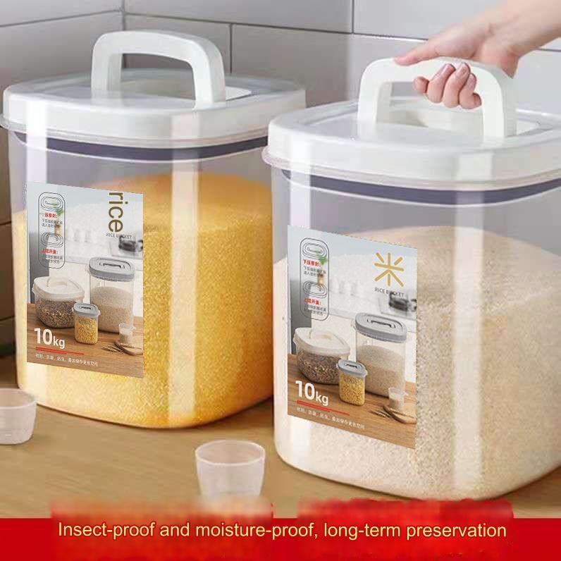 Plastic Airtight Food Storage Containers With Lid Grain Transparent Tank Rice Barrel Cereal Dispenser with silicone sealing ring