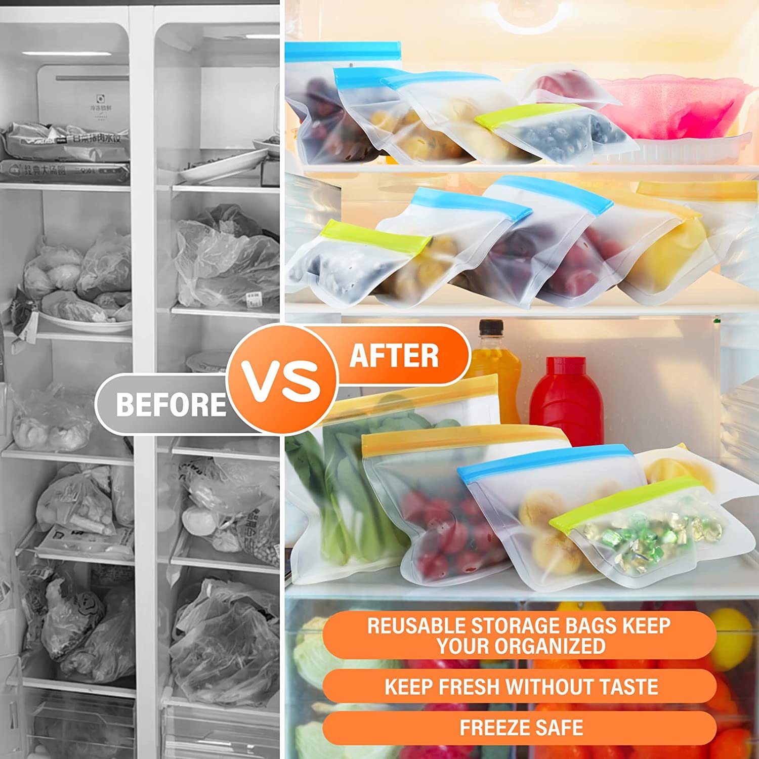 Customized EVA PEVA leakproof sandwich reusable fresh food storage bags snack packaging bag for kitchen