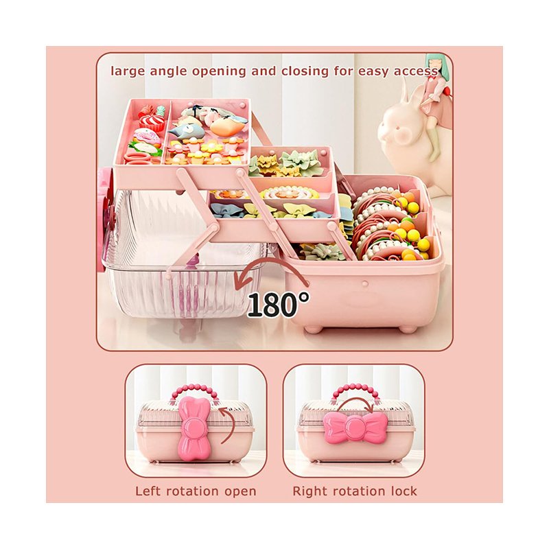 Kids&Teen Storage Desk Organizer Leather Band Card Jewelry Storage Box Makeup Organizer with Bow Twist Button