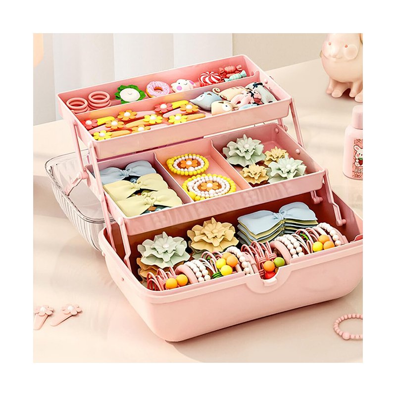Kids&Teen Storage Desk Organizer Leather Band Card Jewelry Storage Box Makeup Organizer with Bow Twist Button