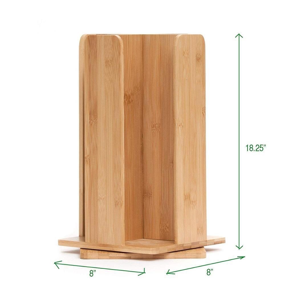 Rotating bamboo disposable cup storage rack multi-section paper cup dispenser for coffee station organizer