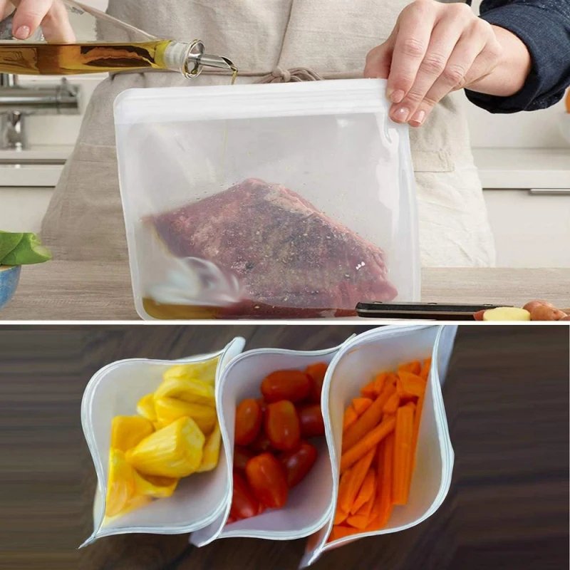 Food Storage Bag Reusable Stand Up Zip Shut Bag Leakproof Containers Fresh Food Storage Fresh Wrap Ziplock Bag