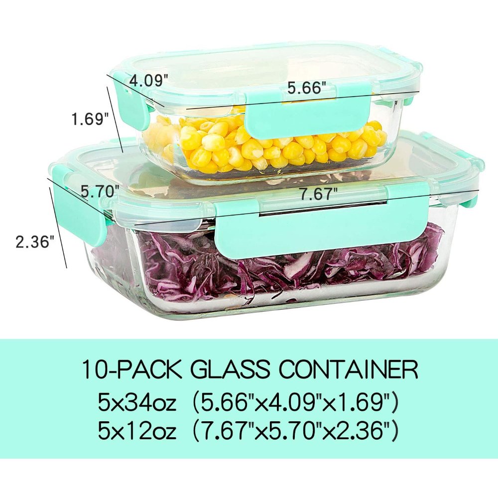Glass Food Storage Containers with Lids Airtight BPA Free Meal Prep Containers de almacenamiento de alimentos y contenedor