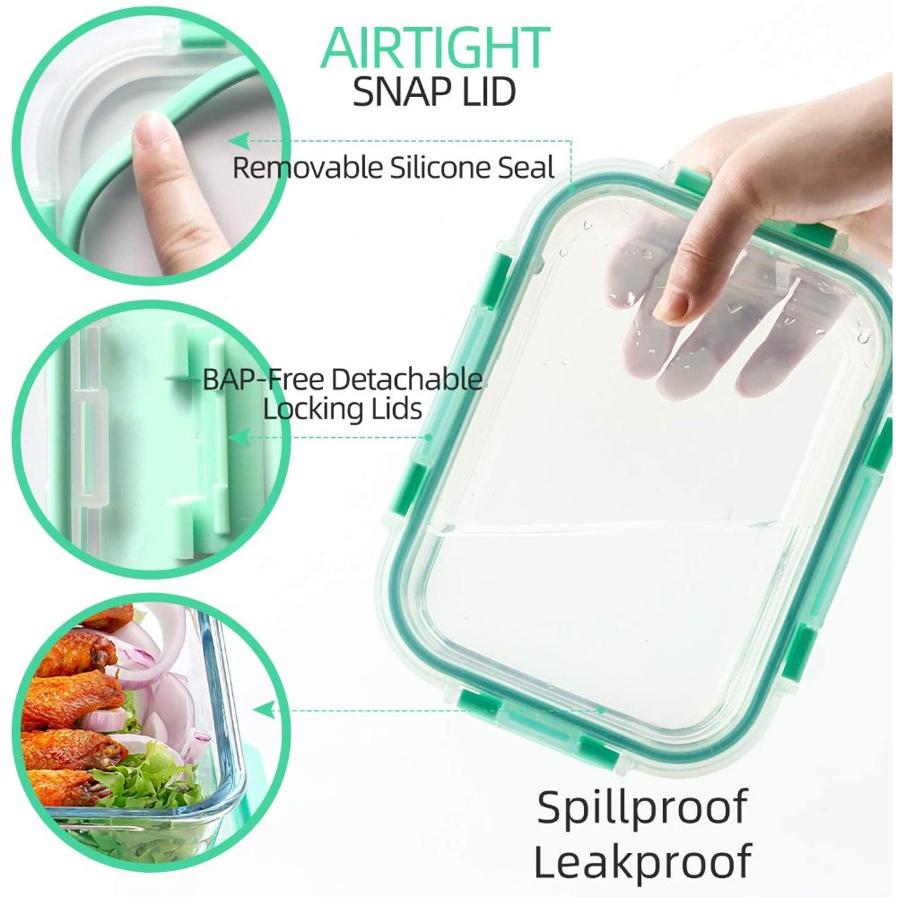 Glass Food Storage Containers with Lids Airtight BPA Free Meal Prep Containers de almacenamiento de alimentos y contenedor
