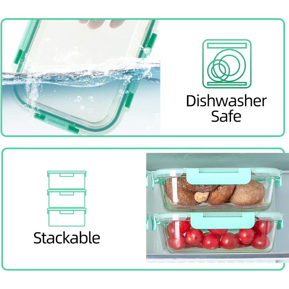 Glass Food Storage Containers with Lids Airtight BPA Free Meal Prep Containers de almacenamiento de alimentos y contenedor