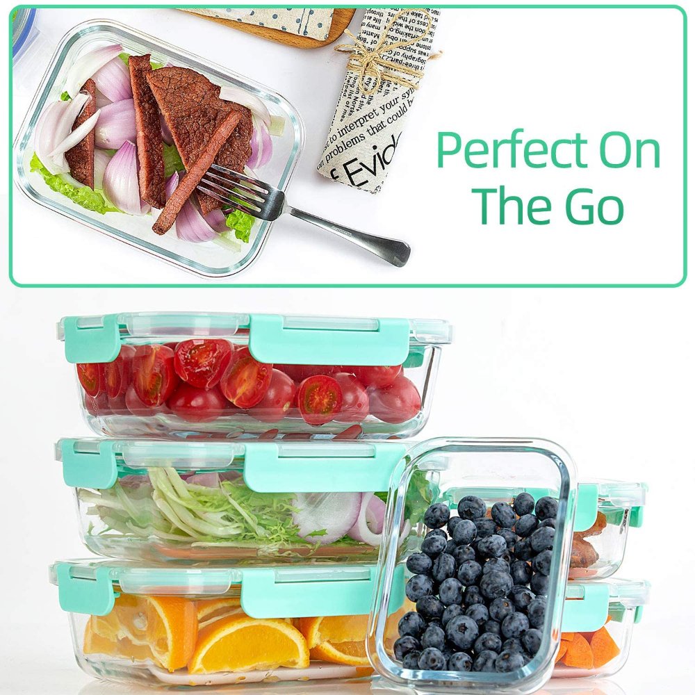 Glass Food Storage Containers with Lids Airtight BPA Free Meal Prep Containers de almacenamiento de alimentos y contenedor