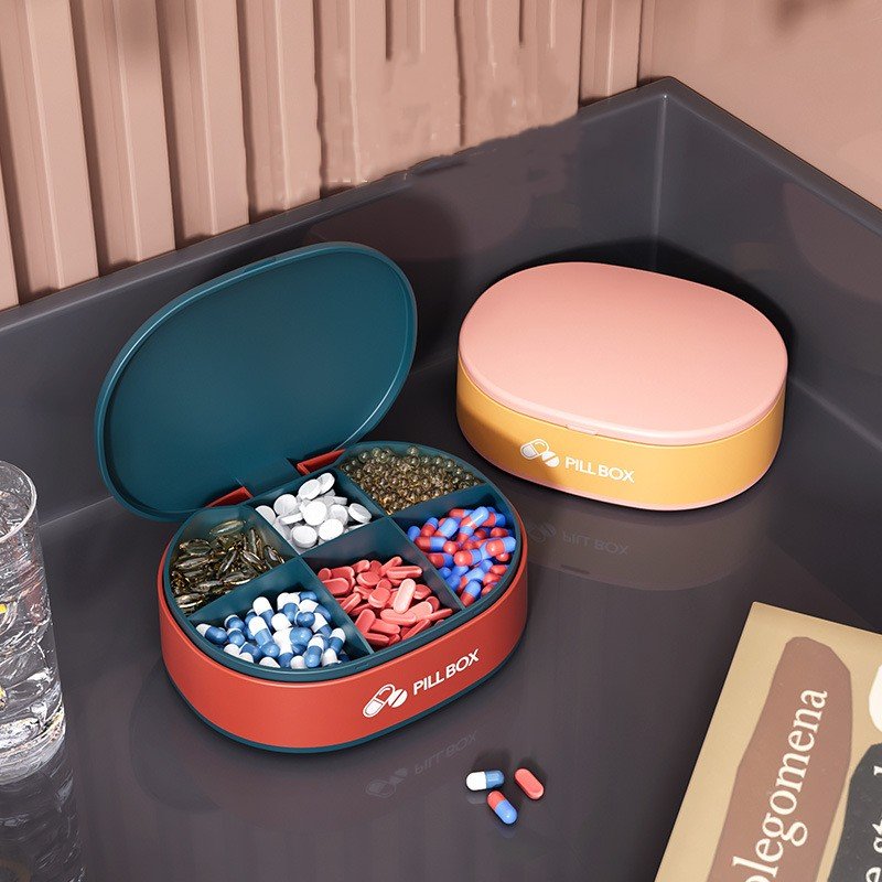 KYPL159 Portable Small 6 Compartments Medicine Storage Box Pill Case Easy to Carry