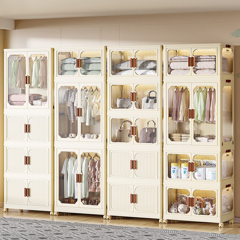 Multifunction High-Capacity Plastic Foldable Wardrobe Cabinet Baby Clothes Bins Plastic Organizer Storage Box