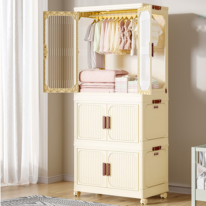 Multifunction High-Capacity Plastic Foldable Wardrobe Cabinet Baby Clothes Bins Plastic Organizer Storage Box