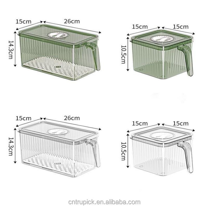 BPA-FREE Clear Plastic Food Storage Bins Fridge Organizer with Freshness Timer Lid