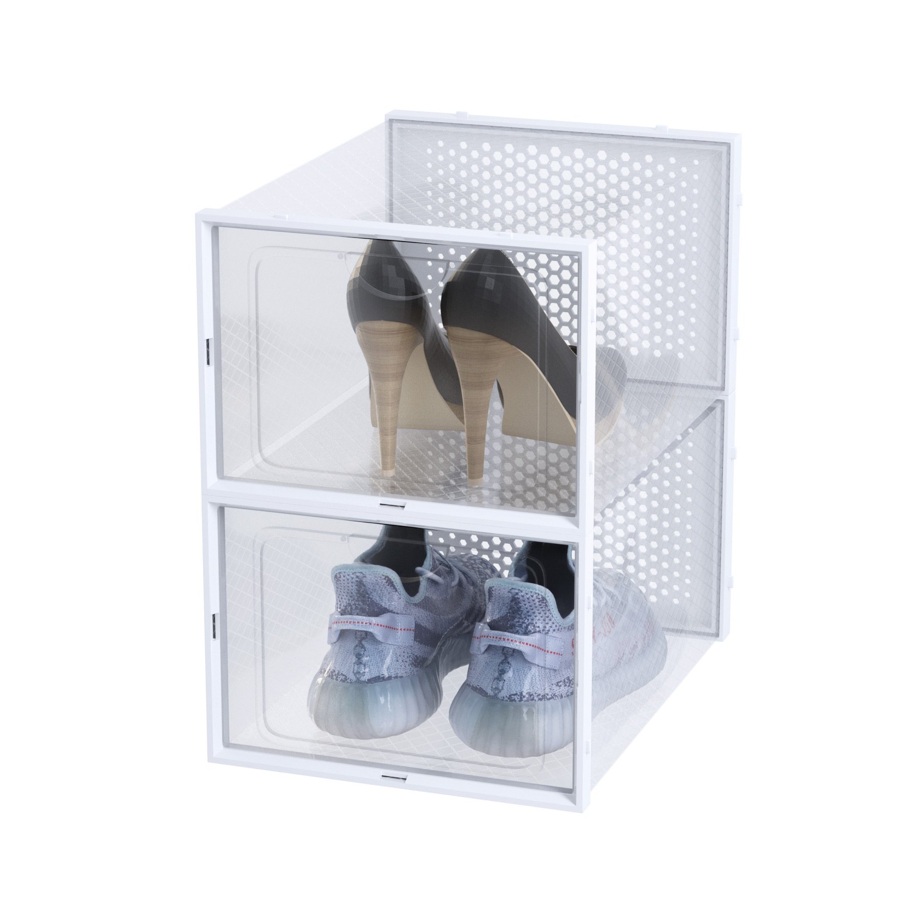 Stackable Home Front Shoe Box Storage Transparent Plastic Clear Stackable Sneakers Container Organizer Acrylic Shoe Box Storage