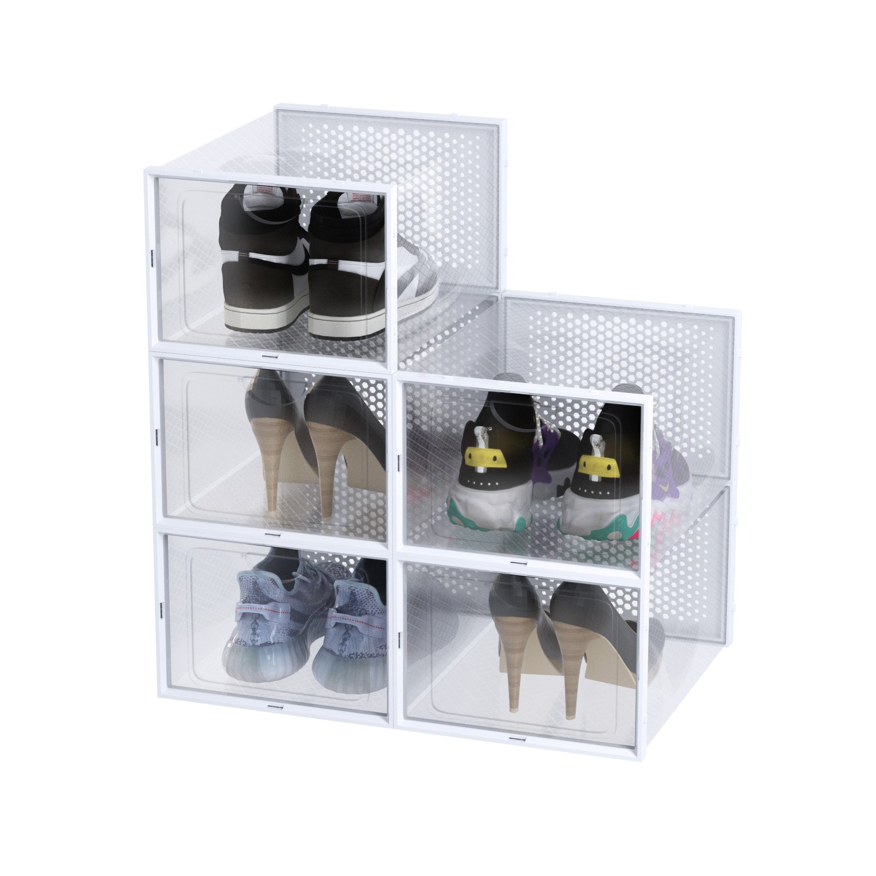 Stackable Home Front Shoe Box Storage Transparent Plastic Clear Stackable Sneakers Container Organizer Acrylic Shoe Box Storage