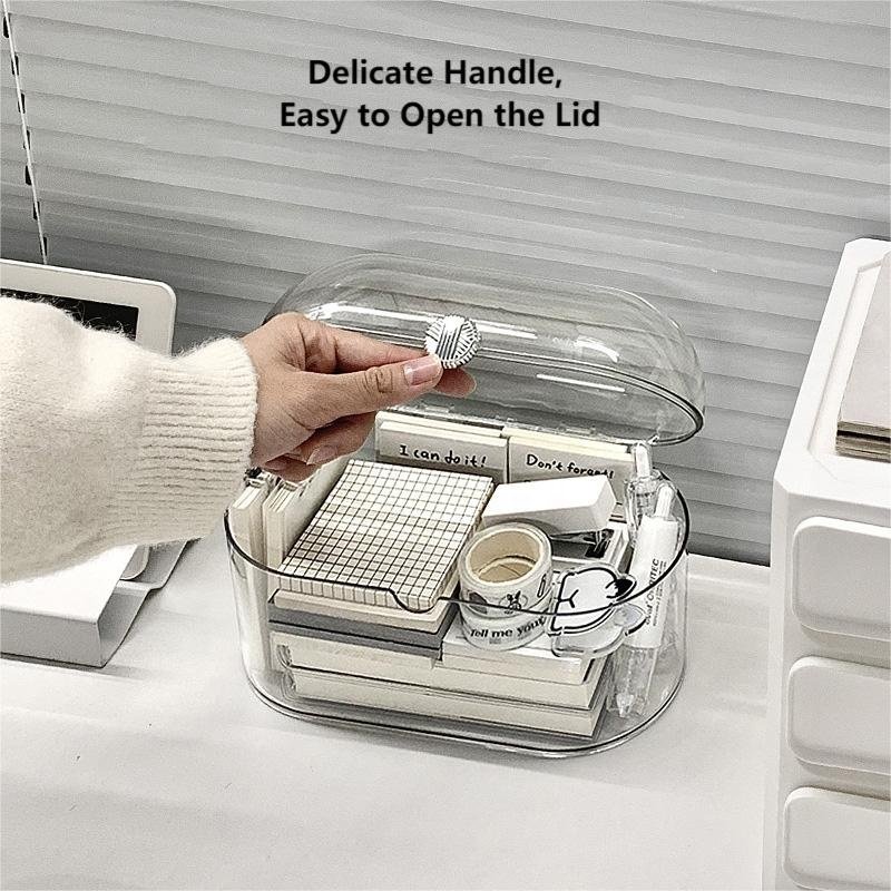 New Design PET Transparent Makeup Cosmetic Lipstick Stationery Desktop Storage Box with Lid