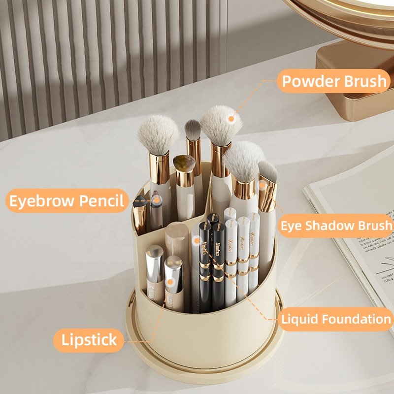Transparent 360 Degree Rotatable Makeup Brushes Organizer Lipstick Holder Cosmetic Plastic Storage Box