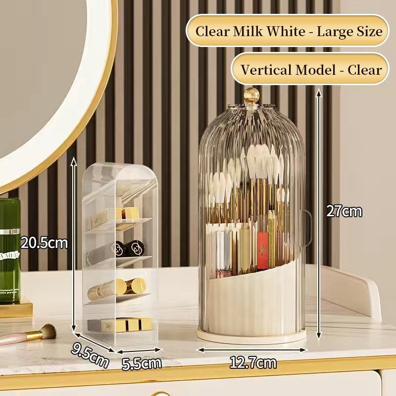 Transparent 360 Degree Rotatable Makeup Brushes Organizer Lipstick Holder Cosmetic Plastic Storage Box