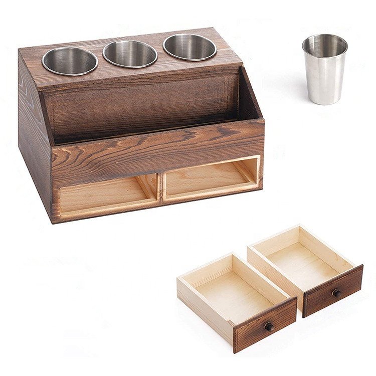 Custom Bathroom Hair Tool Organizer Hair Dryer Holder Desktop Wooden Cosmetic Storage Box