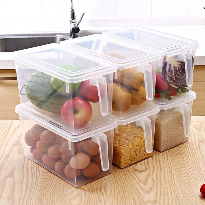 5L Cheap refrigerator storage box transparent portable plastic fruits vegetables fridge organizer