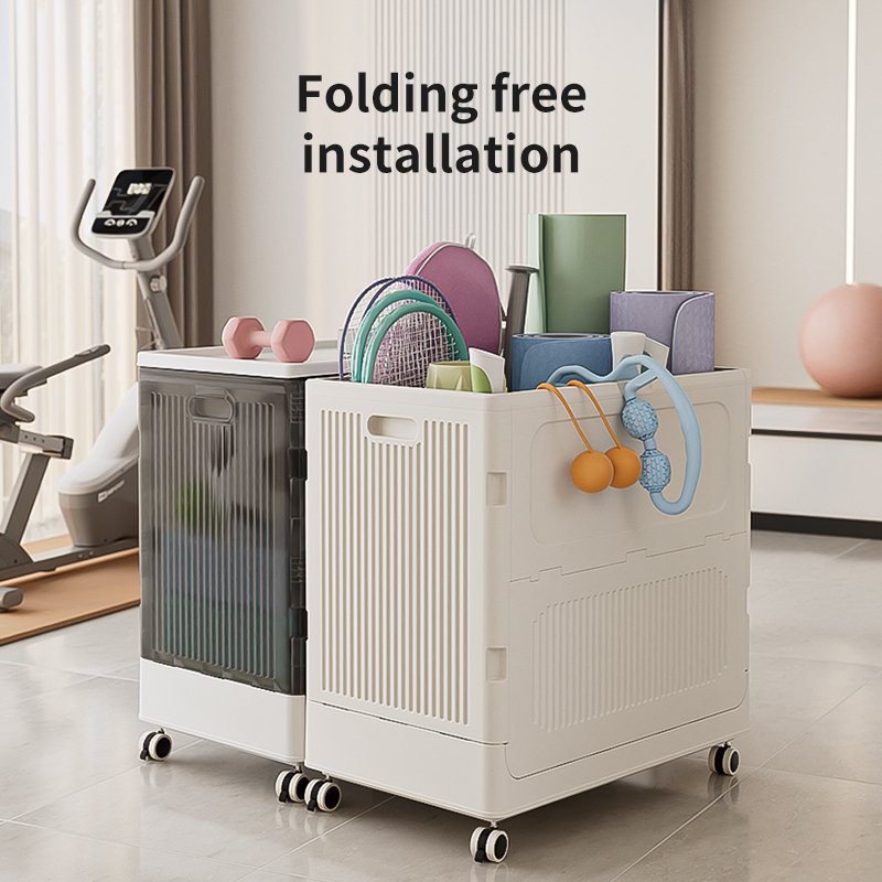 HAIXIN Ultra-Large Capacity Storage Box Folding Free-Installation Plastic Yoga Equipment Clothing Utility Cart Home Office