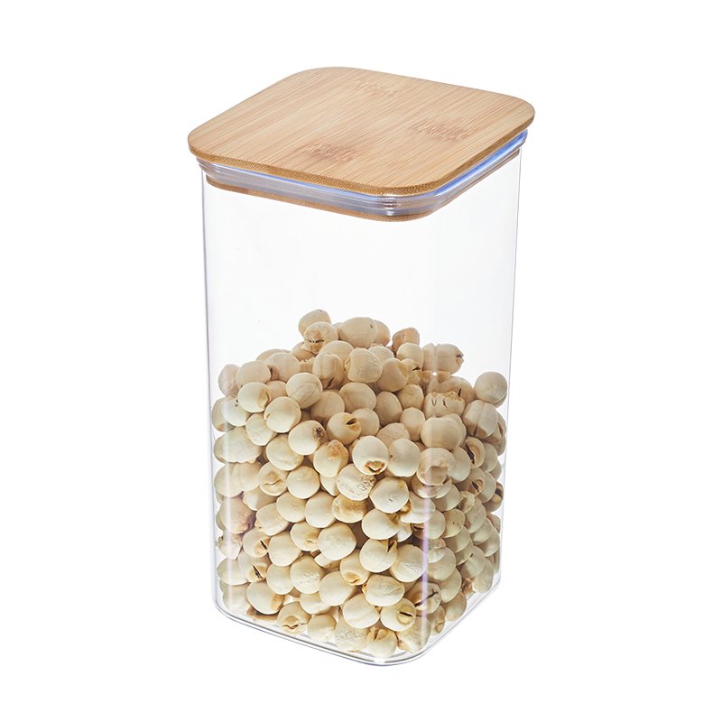 Kitchen Storage Canister with bamboo lid BPA Free Plastic container Sets food storage containers with bamboo lids