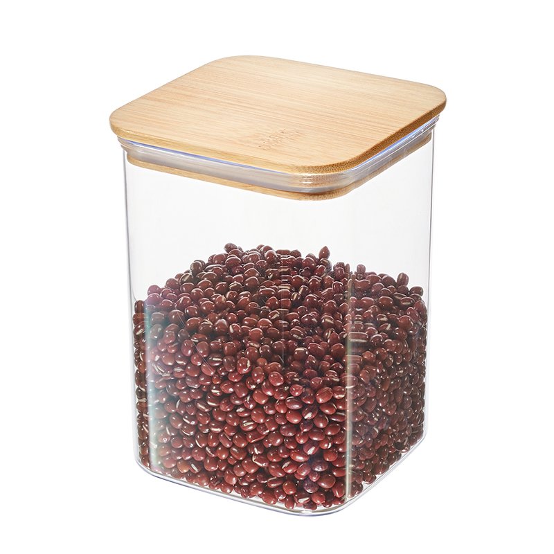 Kitchen Storage Canister with bamboo lid BPA Free Plastic container Sets food storage containers with bamboo lids