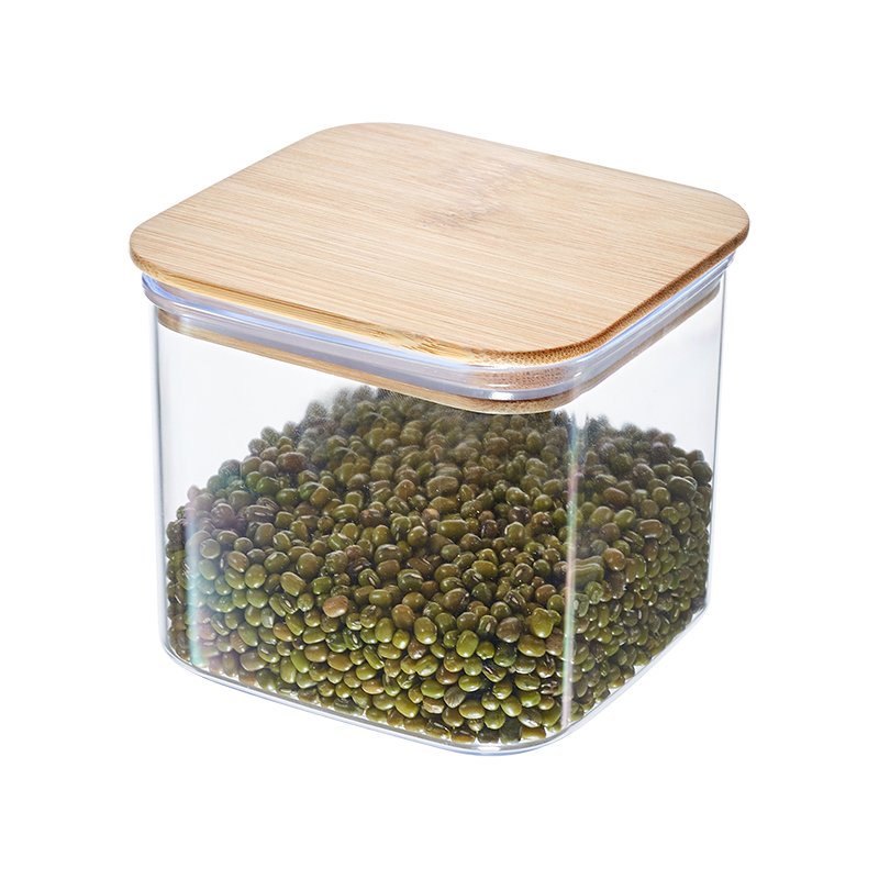 Kitchen Storage Canister with bamboo lid BPA Free Plastic container Sets food storage containers with bamboo lids