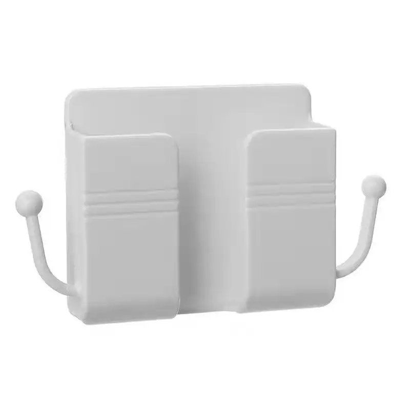 Wall-mounted mobile phone holder universal plastic storage box remote control holder mobile phone with hook charging stand