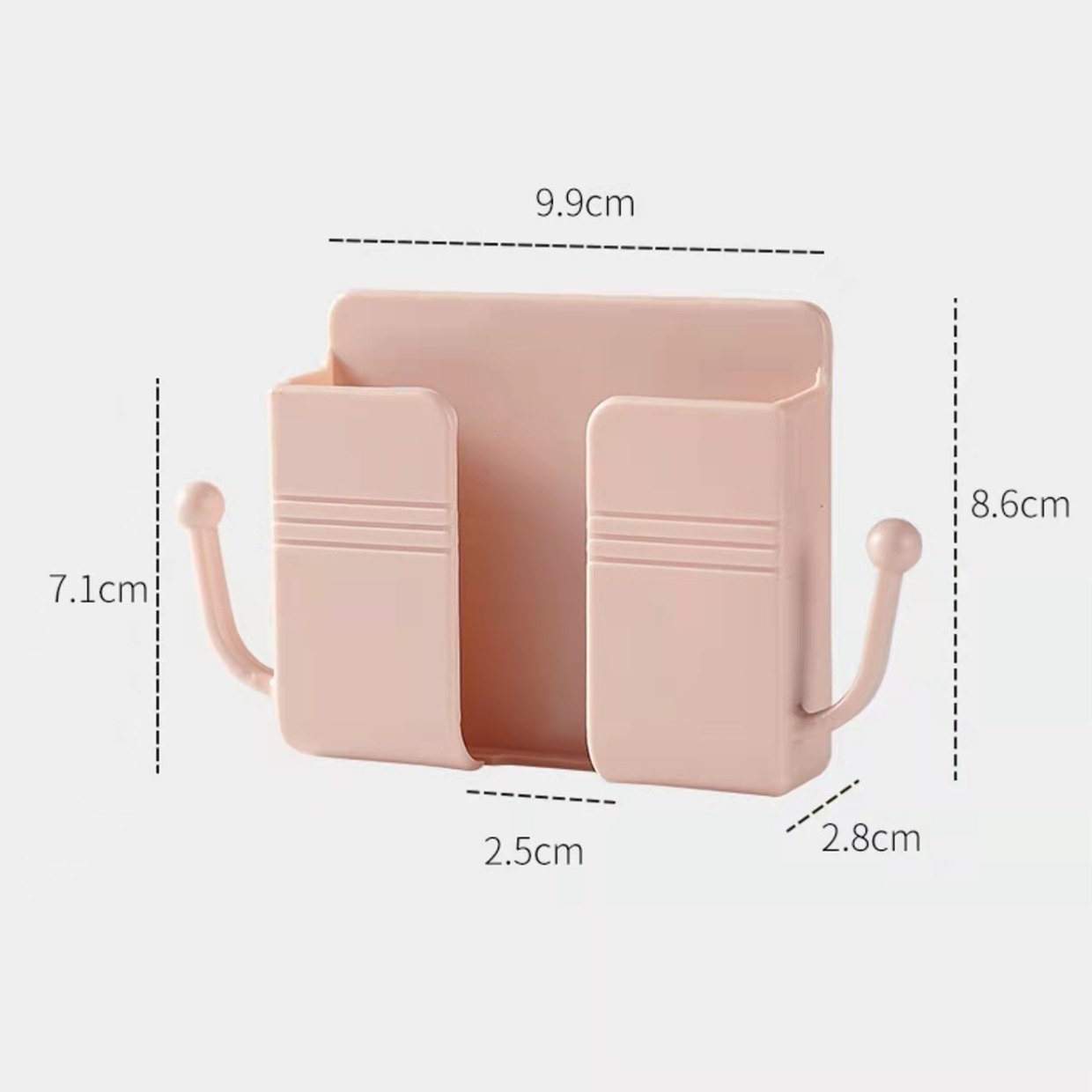 Wall-mounted mobile phone holder universal plastic storage box remote control holder mobile phone with hook charging stand