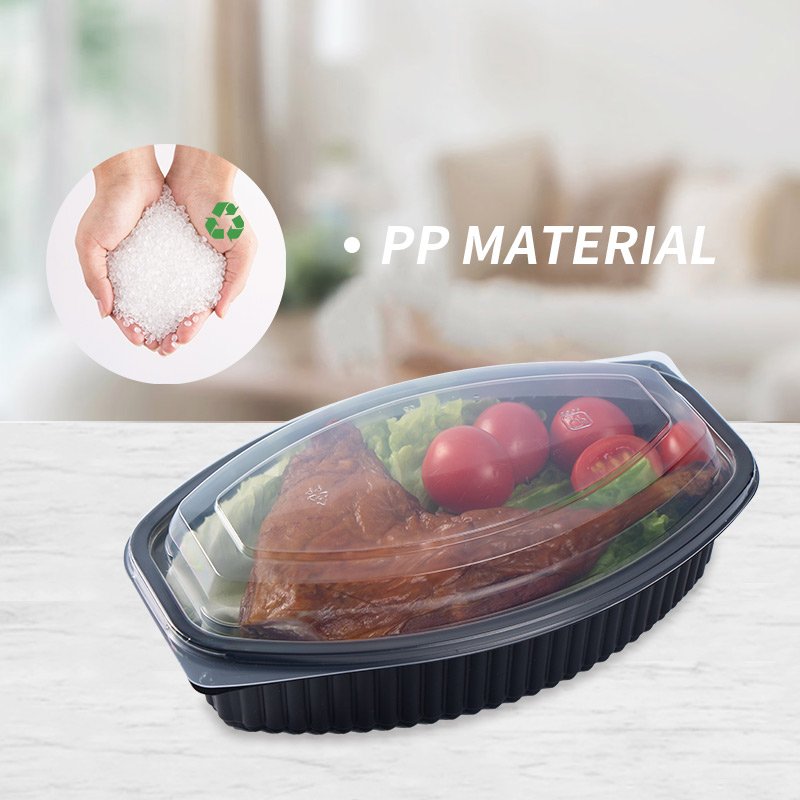 YANGRUI 1Compartment PP Food Grade Oval Disposable Lunch Boxes BPA Free Plastic Leak Proof Takeaway Food Containers