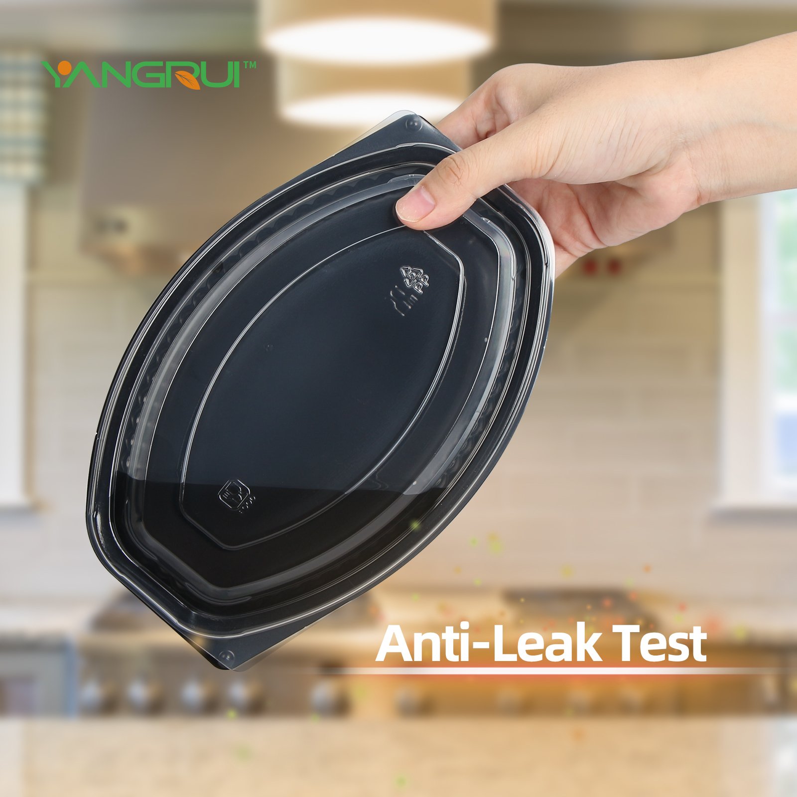 YANGRUI 1Compartment PP Food Grade Oval Disposable Lunch Boxes BPA Free Plastic Leak Proof Takeaway Food Containers