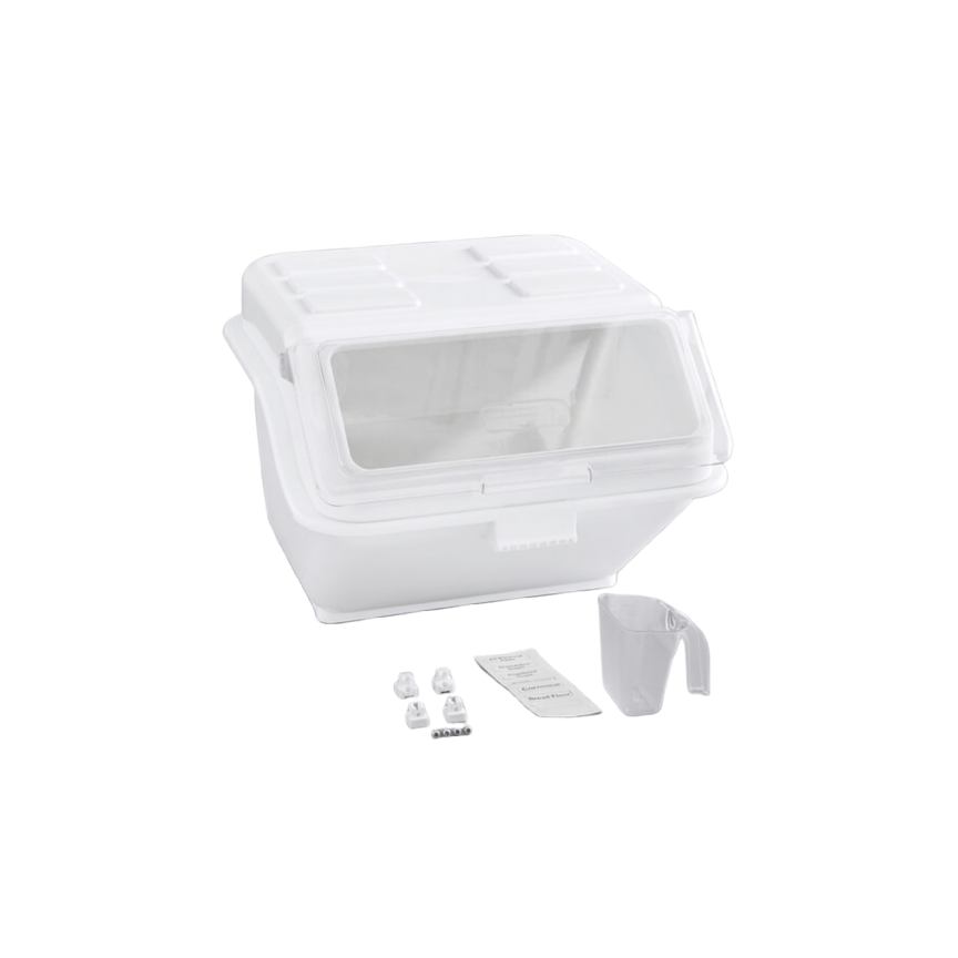 Kitchen Measure White Color Flour Rice Large Ingredient Bins With Wheel food storage container for hotel restaurant Dispenser Pl