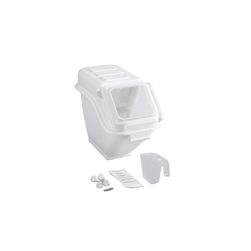 Kitchen Measure White Color Flour Rice Large Ingredient Bins With Wheel food storage container for hotel restaurant Dispenser Pl