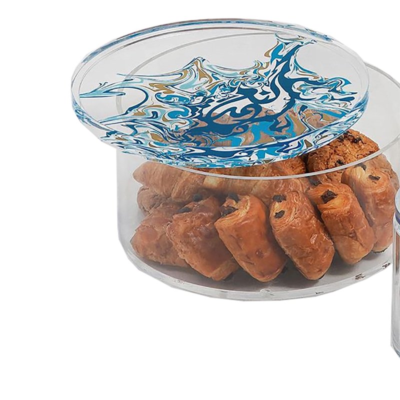 Cylindrical Nut Food Container With Art Printing Custom Acrylic Storage Containers