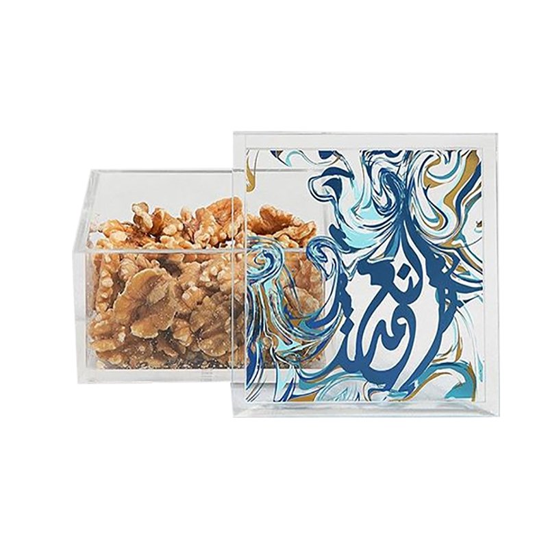 Cylindrical Nut Food Container With Art Printing Custom Acrylic Storage Containers