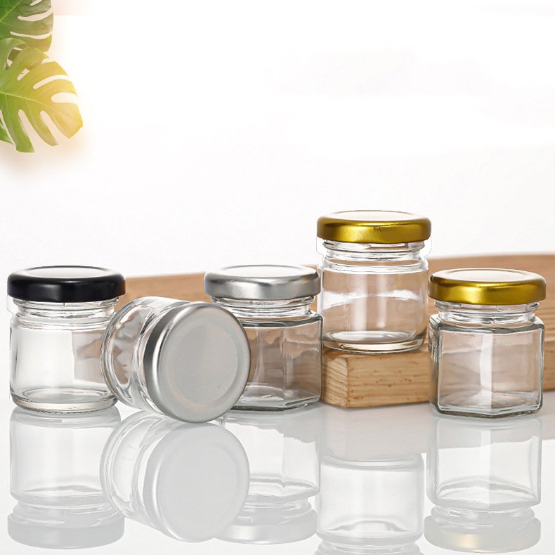Empty Refillable Honey Jar 25ml 45ml 50ml 60ml Mini Clear Glass Jelly Honey Jar Food Storage Container Candy Jam With Metal Lid