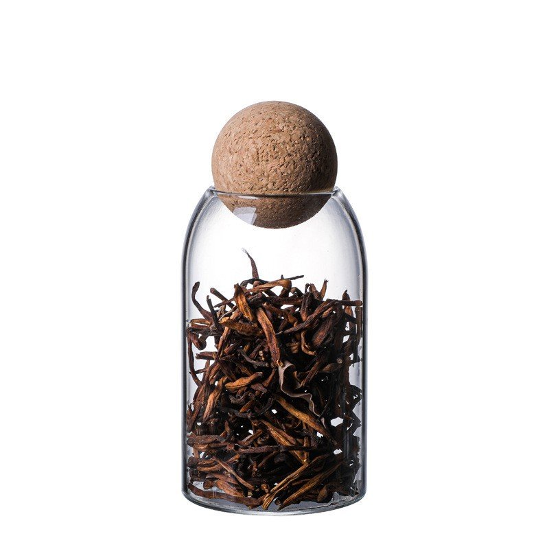 Round Ball Cork Lead-Free Glass Storage Jar with Lid Transparent Jar Flower Tea Leaf Kitchen Use Party Applicable