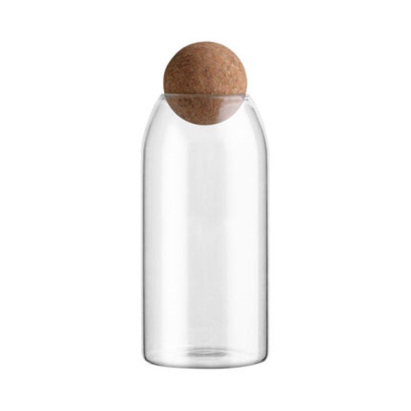 Round Ball Cork Lead-Free Glass Storage Jar with Lid Transparent Jar Flower Tea Leaf Kitchen Use Party Applicable