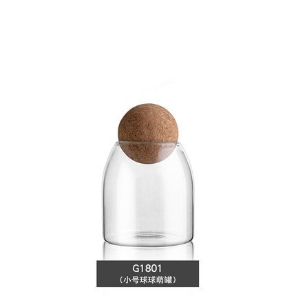 Round Ball Cork Lead-Free Glass Storage Jar with Lid Transparent Jar Flower Tea Leaf Kitchen Use Party Applicable